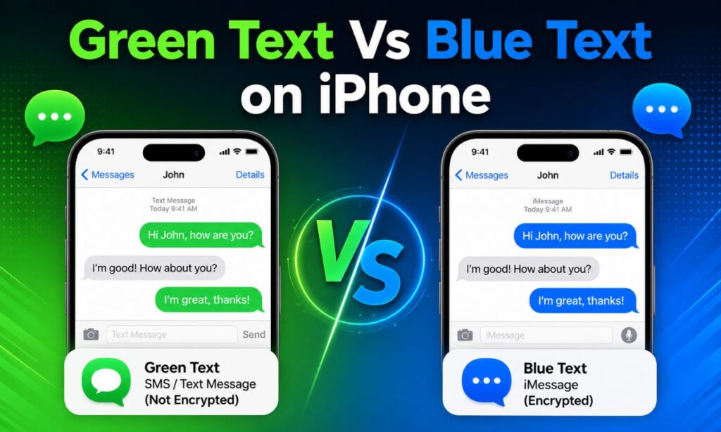 Green Text Vs Blue Text on iPhone